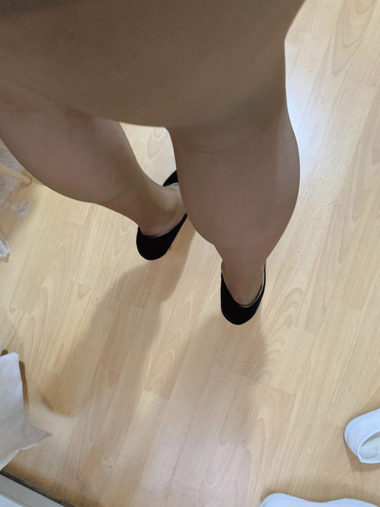 20cm恨天高高跟鞋与咖啡色丝袜腿部穿搭 / 20cm platform high heels with brown stockings leg outfit